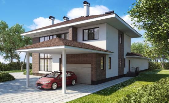 340-001-П Проект двухэтажного дома, гараж, уютный домик из кирпича Владивосток | Проекты домов от House Expert