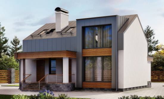 120-004-П Проект двухэтажного дома с мансардным этажом, компактный домик из теплоблока Лесозаводск | Проекты домов от House Expert