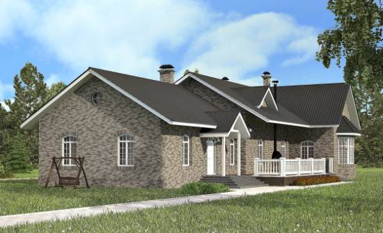 195-001-П Проект одноэтажного дома, красивый загородный дом из кирпича Партизанск | Проекты домов от House Expert