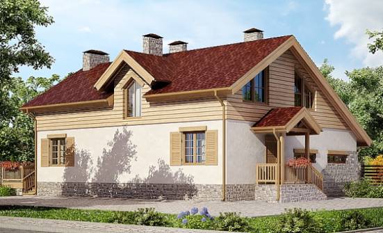 165-002-П Проект двухэтажного дома с мансардным этажом, гараж, небольшой домик из пеноблока Партизанск | Проекты домов от House Expert