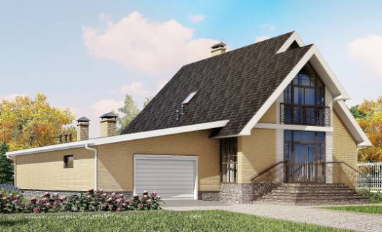 250-001-Л Проект двухэтажного дома с мансардой, гараж, уютный дом из твинблока Большой Камень | Проекты домов от House Expert