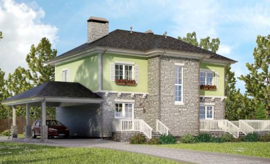 155-006-П Проект двухэтажного дома и гаражом, красивый загородный дом из арболита Владивосток | Проекты домов от House Expert
