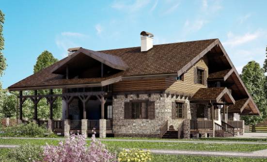 320-002-П Проект двухэтажного дома с мансардой, современный домик из кирпича Лесозаводск | Проекты домов от House Expert