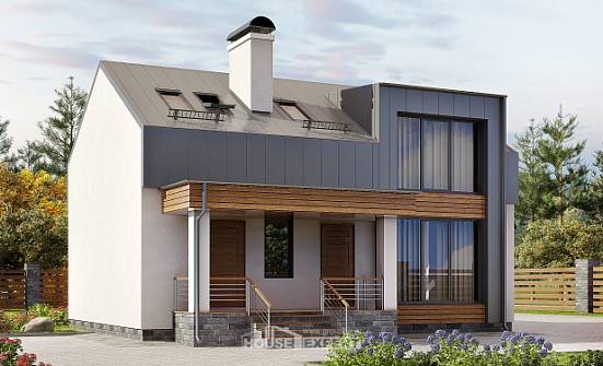 120-004-П Проект двухэтажного дома с мансардным этажом, компактный домик из теплоблока Лесозаводск | Проекты домов от House Expert