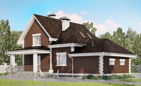 190-003-Л Проект двухэтажного дома мансардой и гаражом, средний загородный дом из блока Фокино | Проекты домов от House Expert