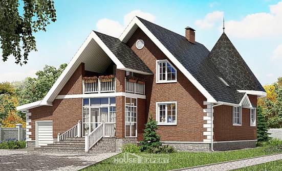 220-002-Л Проект двухэтажного дома мансардой и гаражом, простой загородный дом из арболита Находка | Проекты домов от House Expert