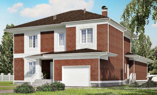 315-001-П Проект двухэтажного дома и гаражом, большой домик из кирпича Лесозаводск | Проекты домов от House Expert