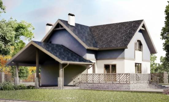 150-011-П Проект двухэтажного дома мансардный этаж, гараж, уютный коттедж из арболита Дальнегорск | Проекты домов от House Expert