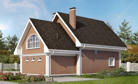 185-003-П Проект двухэтажного дома мансардой и гаражом, просторный домик из газобетона Партизанск | Проекты домов от House Expert