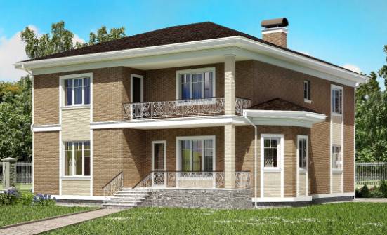 335-002-П Проект двухэтажного дома и гаражом, огромный коттедж из кирпича Партизанск | Проекты домов от House Expert