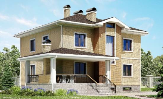 350-002-Л Проект трехэтажного дома, гараж, уютный дом из кирпича Спасск-Дальний | Проекты домов от House Expert
