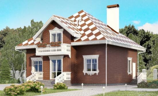 155-003-Л Проект двухэтажного дома с мансардным этажом и гаражом, скромный домик из бризолита Находка | Проекты домов от House Expert