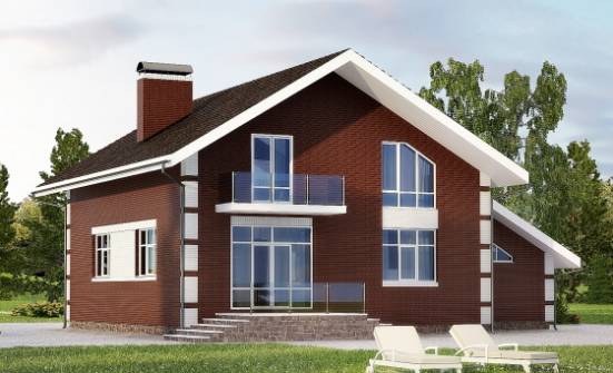 180-001-Л Проект двухэтажного дома с мансардным этажом, гараж, бюджетный коттедж из блока Большой Камень | Проекты домов от House Expert