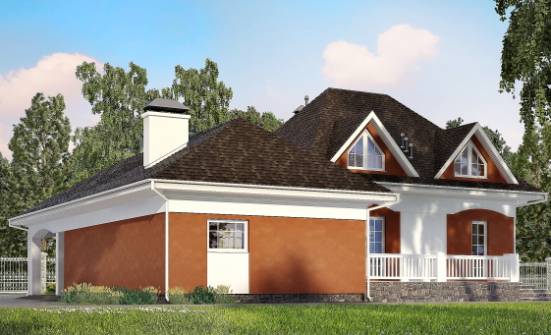 180-007-П Проект двухэтажного дома мансардой, гараж, бюджетный коттедж из газосиликатных блоков Спасск-Дальний | Проекты домов от House Expert