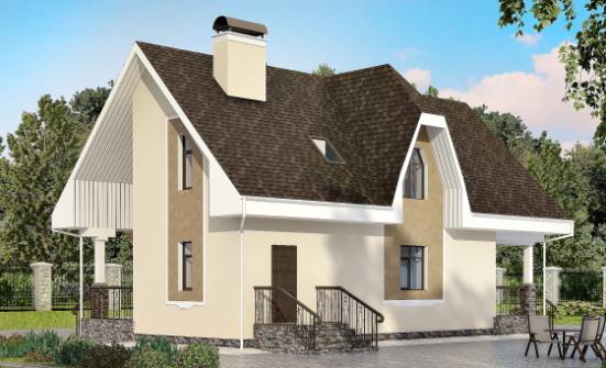 125-001-Л Проект двухэтажного дома мансардой, небольшой коттедж из газобетона Партизанск | Проекты домов от House Expert