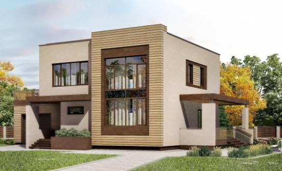 220-003-Л Проект двухэтажного дома и гаражом, современный домик из бризолита Большой Камень | Проекты домов от House Expert