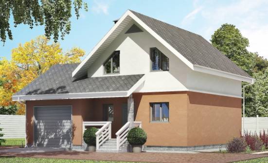 120-002-Л Проект двухэтажного дома мансардой, гараж, доступный коттедж из керамзитобетонных блоков Владивосток | Проекты домов от House Expert