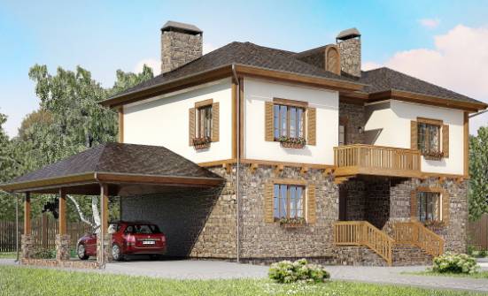 155-006-Л Проект двухэтажного дома и гаражом, современный коттедж из газобетона Спасск-Дальний | Проекты домов от House Expert