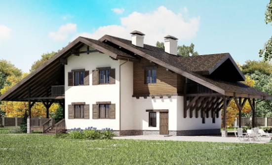 270-001-Л Проект двухэтажного дома с мансардой и гаражом, средний коттедж из кирпича Уссурийск | Проекты домов от House Expert