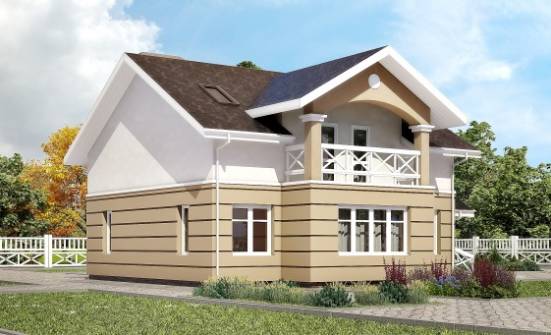 155-009-П Проект двухэтажного дома мансардой, бюджетный дом из поризованных блоков Спасск-Дальний | Проекты домов от House Expert