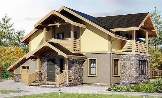 180-011-П Проект двухэтажного дома с мансардой и гаражом, бюджетный коттедж из блока Находка | Проекты домов от House Expert