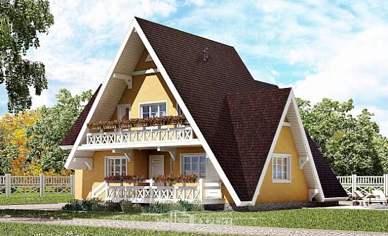 155-008-П Проект двухэтажного дома мансардный этаж, красивый коттедж из бревен Лесозаводск | Проекты домов от House Expert