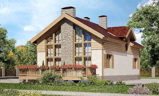 165-002-П Проект двухэтажного дома с мансардным этажом, гараж, небольшой домик из пеноблока Партизанск | Проекты домов от House Expert