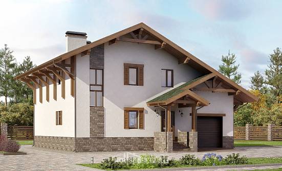 190-007-П Проект двухэтажного дома с мансардой, гараж, современный коттедж из кирпича Спасск-Дальний | Проекты домов от House Expert