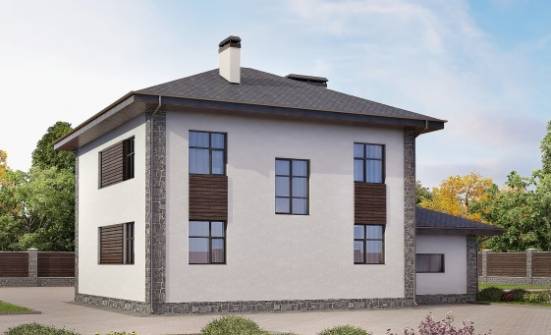 185-004-Л Проект двухэтажного дома и гаражом, красивый коттедж из поризованных блоков Лесозаводск | Проекты домов от House Expert