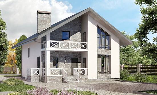 155-001-Л Проект двухэтажного дома с мансардой и гаражом, небольшой дом из пеноблока Фокино | Проекты домов от House Expert