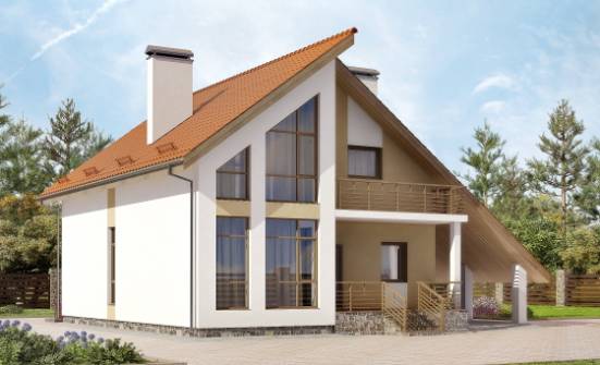 170-009-П Проект двухэтажного дома мансардный этаж, гараж, небольшой дом из блока Спасск-Дальний | Проекты домов от House Expert