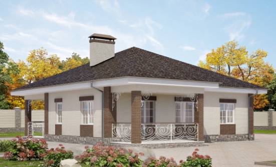 100-004-Л Проект одноэтажного дома, недорогой загородный дом из бризолита Лесозаводск | Проекты домов от House Expert