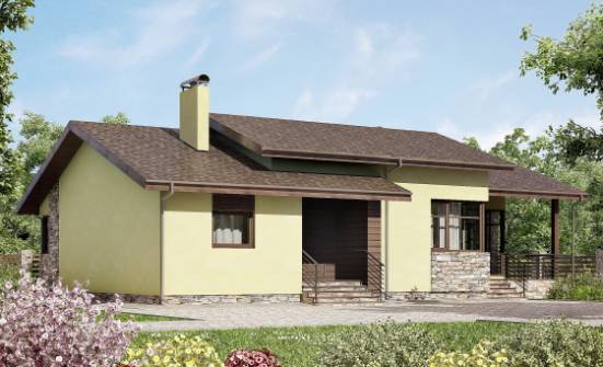 130-007-Л Проект одноэтажного дома, простой домик из бризолита Лесозаводск | Проекты домов от House Expert