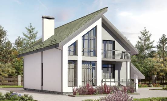 170-009-Л Проект двухэтажного дома мансардой и гаражом, доступный коттедж из бризолита Лесозаводск | Проекты домов от House Expert