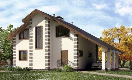 150-003-Л Проект двухэтажного дома мансардой, гараж, простой загородный дом из бревен Артём | Проекты домов от House Expert