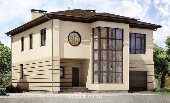 300-006-П Проект двухэтажного дома и гаражом, большой загородный дом из кирпича Лесозаводск | Проекты домов от House Expert