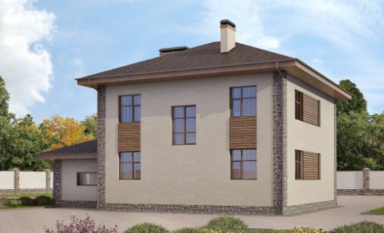185-004-П Проект двухэтажного дома, гараж, классический загородный дом из пеноблока Дальнегорск | Проекты домов от House Expert