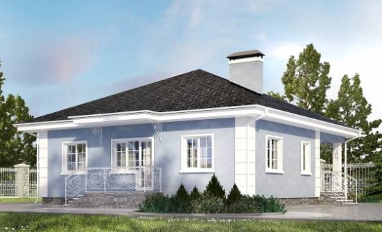 100-001-П Проект одноэтажного дома, бюджетный домик из поризованных блоков Спасск-Дальний | Проекты одноэтажных домов от House Expert