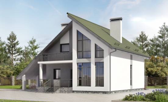 170-009-Л Проект двухэтажного дома мансардой и гаражом, доступный коттедж из бризолита Лесозаводск | Проекты домов от House Expert