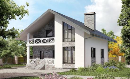 155-001-Л Проект двухэтажного дома с мансардой и гаражом, небольшой дом из пеноблока Фокино | Проекты домов от House Expert