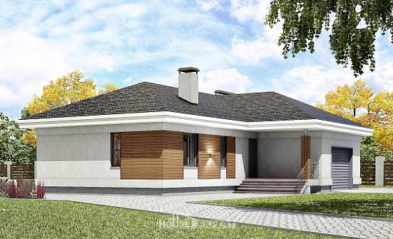 165-001-П Проект одноэтажного дома, гараж, компактный домик из блока Спасск-Дальний | Проекты домов от House Expert