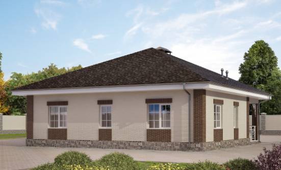 100-004-Л Проект одноэтажного дома, недорогой загородный дом из бризолита Лесозаводск | Проекты домов от House Expert