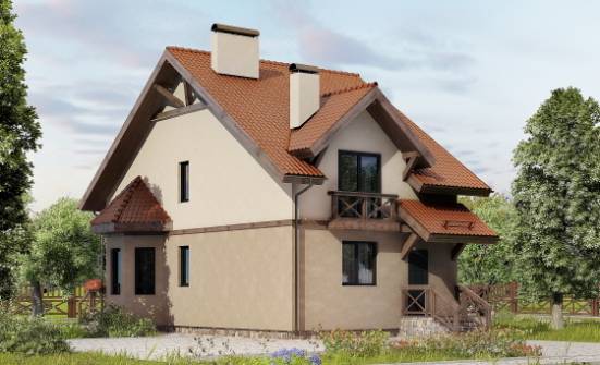 120-003-Л Проект двухэтажного дома с мансардой, бюджетный загородный дом из блока Уссурийск | Проекты домов от House Expert