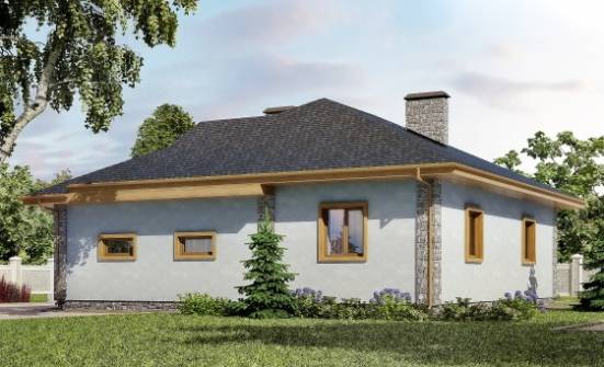 130-006-П Проект одноэтажного дома и гаражом, простой дом из блока Уссурийск | Проекты домов от House Expert