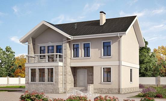 170-008-Л Проект двухэтажного дома, недорогой коттедж из поризованных блоков Партизанск | Проекты домов от House Expert