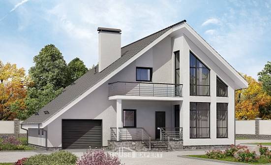 200-007-Л Проект двухэтажного дома мансардный этаж и гаражом, простой дом из твинблока Владивосток | Проекты домов от House Expert