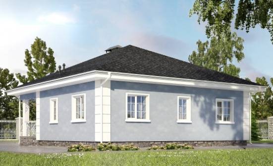 100-001-П Проект одноэтажного дома, бюджетный домик из поризованных блоков Спасск-Дальний | Проекты домов от House Expert