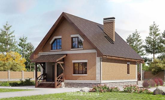 160-011-Л Проект двухэтажного дома мансардой, недорогой коттедж из блока Большой Камень | Проекты домов от House Expert