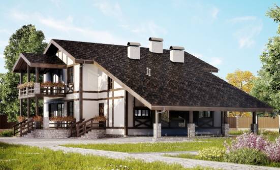 250-002-Л Проект двухэтажного дома мансардой, гараж, классический дом из кирпича Находка | Проекты домов от House Expert