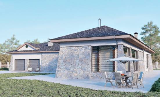 280-004-Л Проект одноэтажного дома, гараж, уютный загородный дом из газосиликатных блоков Фокино | Проекты домов от House Expert